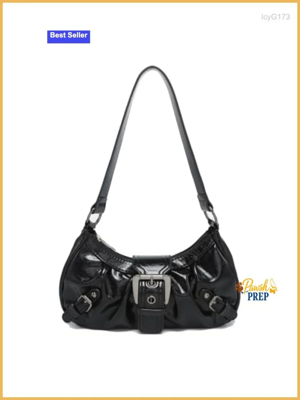 Faux Leather Y2K Gothic Hobo Bag with Buckle Straps